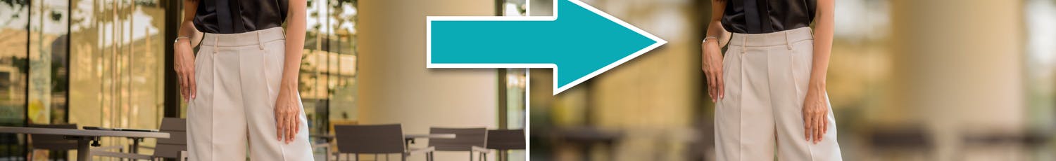 Alkuperäinen kuva ja Lightroom Classicin Lens Blur -toiminnolla säädetty versio